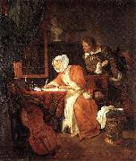 METSU, Gabriel The Letter-Writer Surprised sg oil painting on canvas